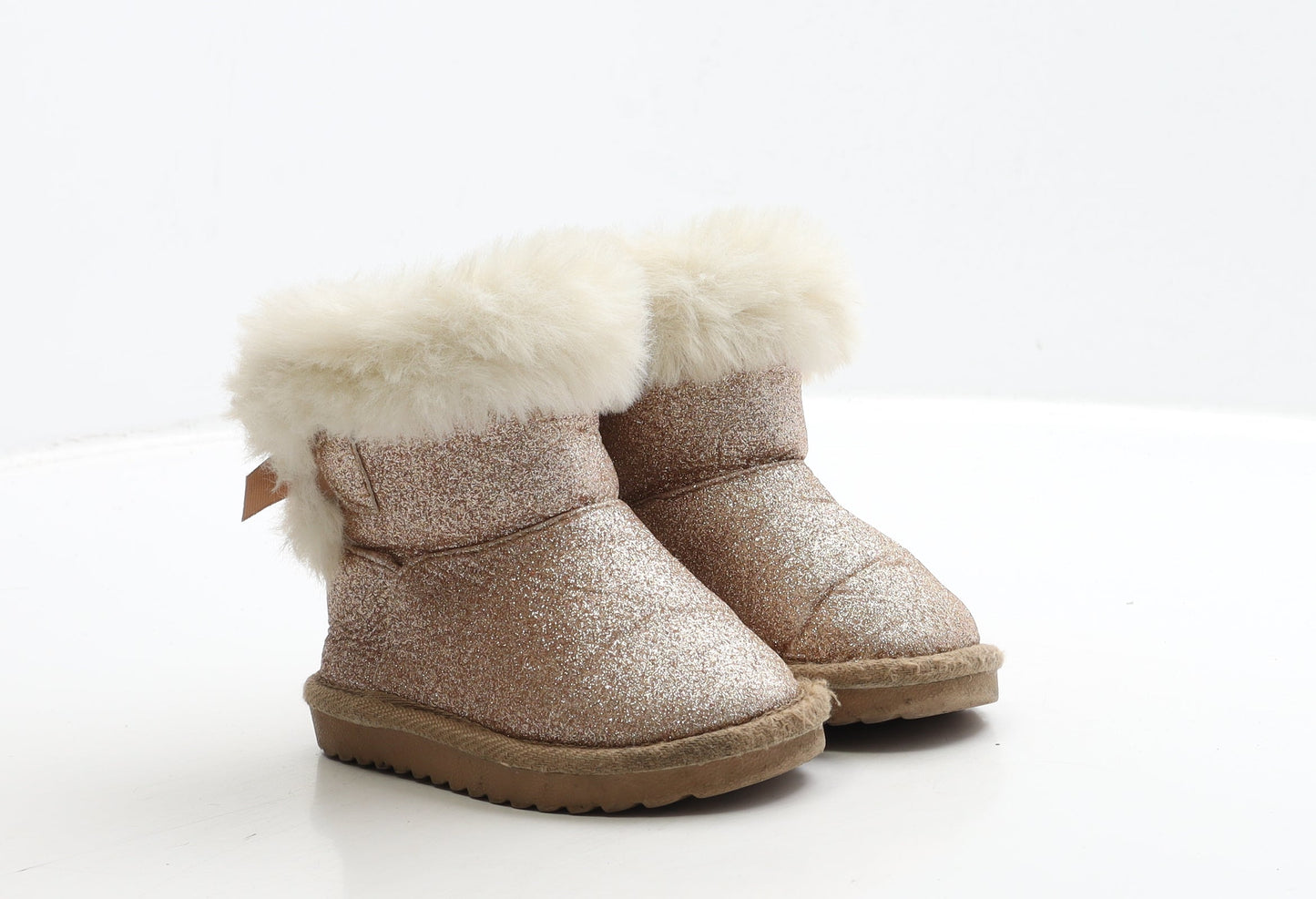 Primark Girls Gold Polyester Shearling Style Boot UK 6 23