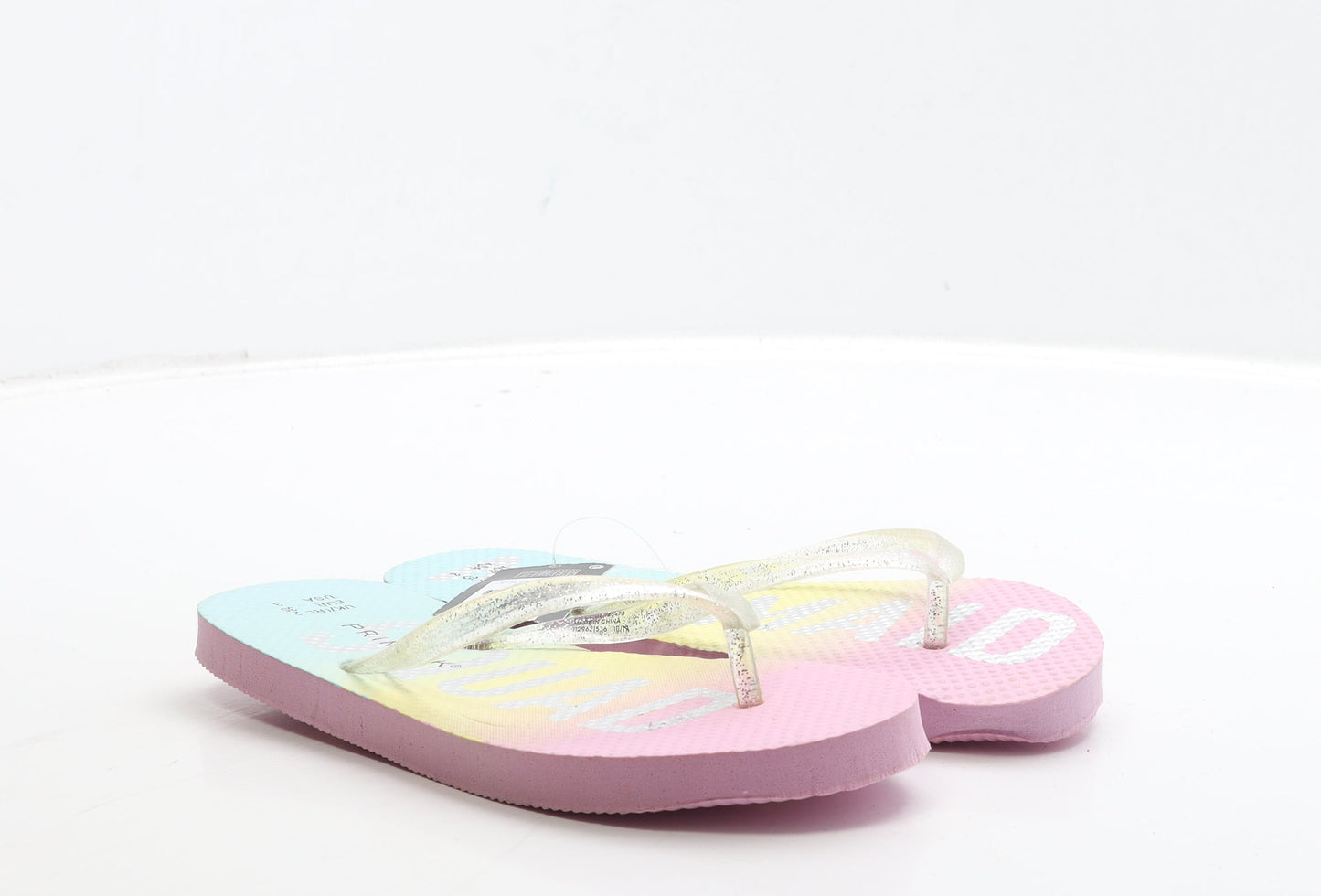 Primark Girls Multicoloured Rubber Thong Sandal UK 2 35