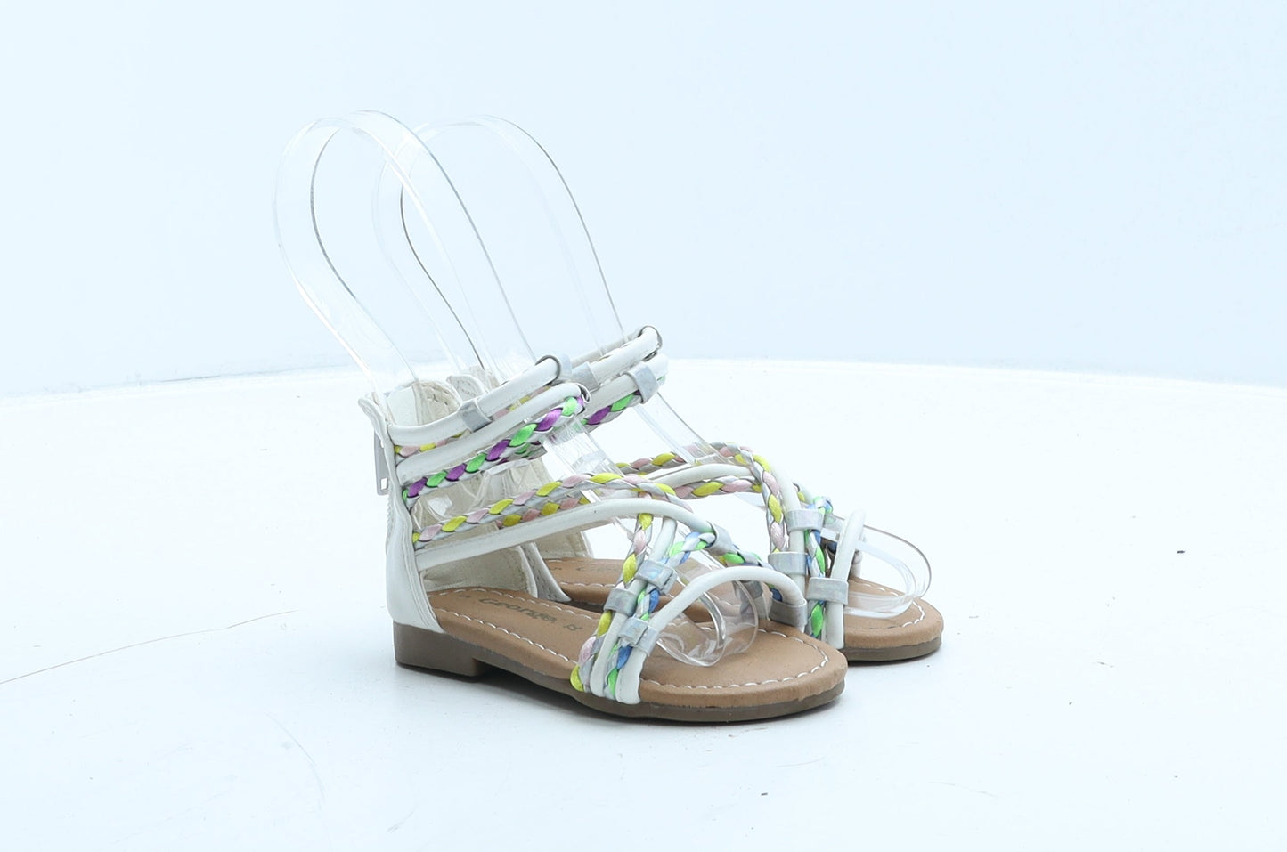 George Girls White Leather Gladiator Sandal UK 5 - Braids