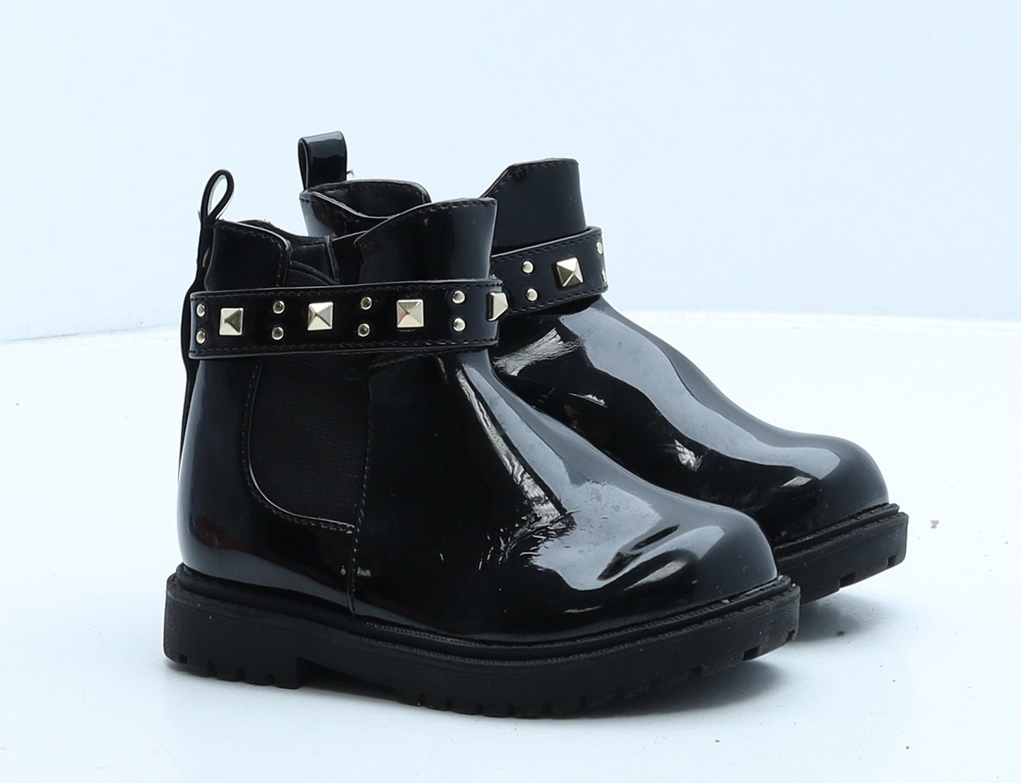 Primark Girls Black Vinyl Chelsea Boot UK 6 23