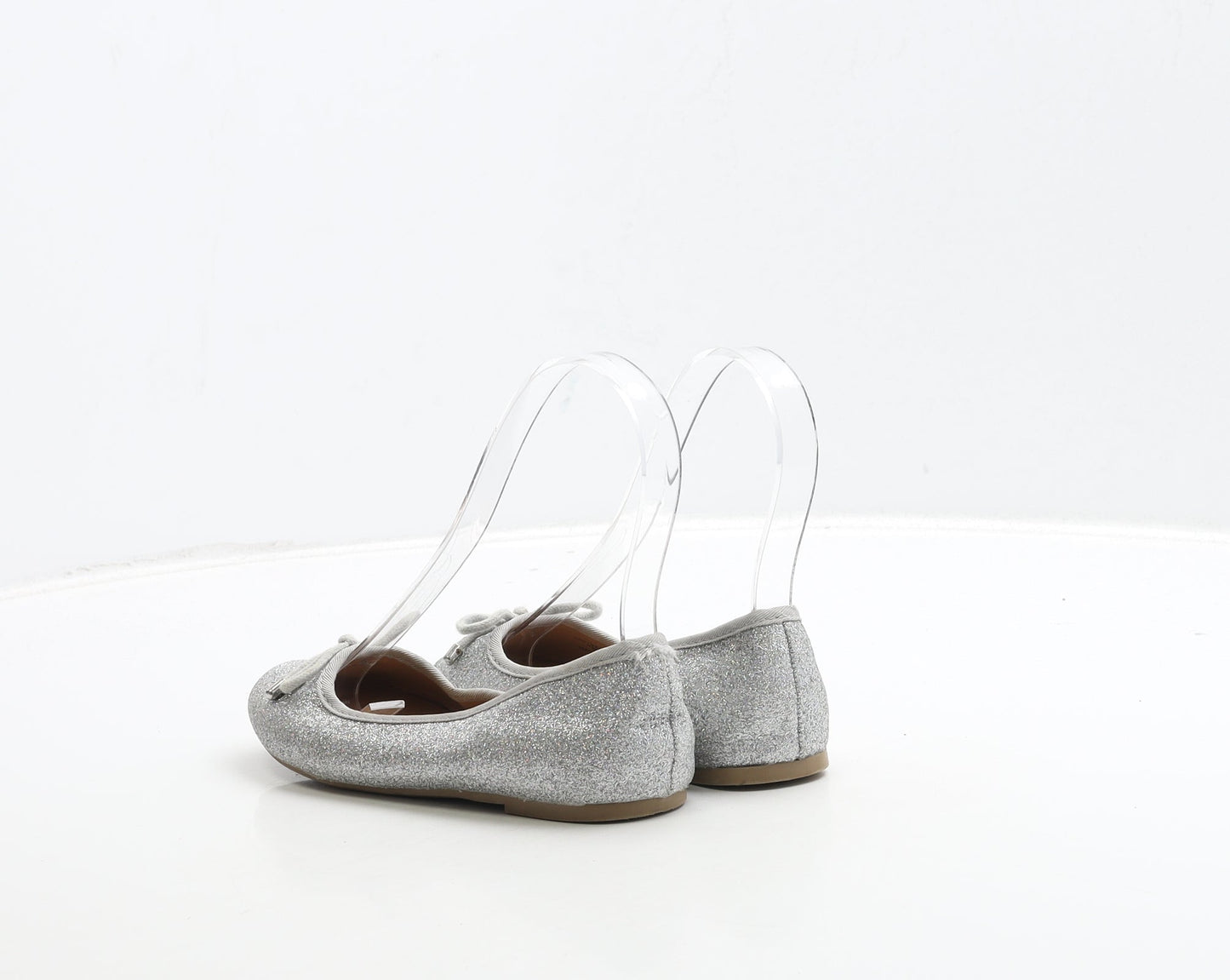 George Girls Silver Polyester Ballet Flat UK 12 31