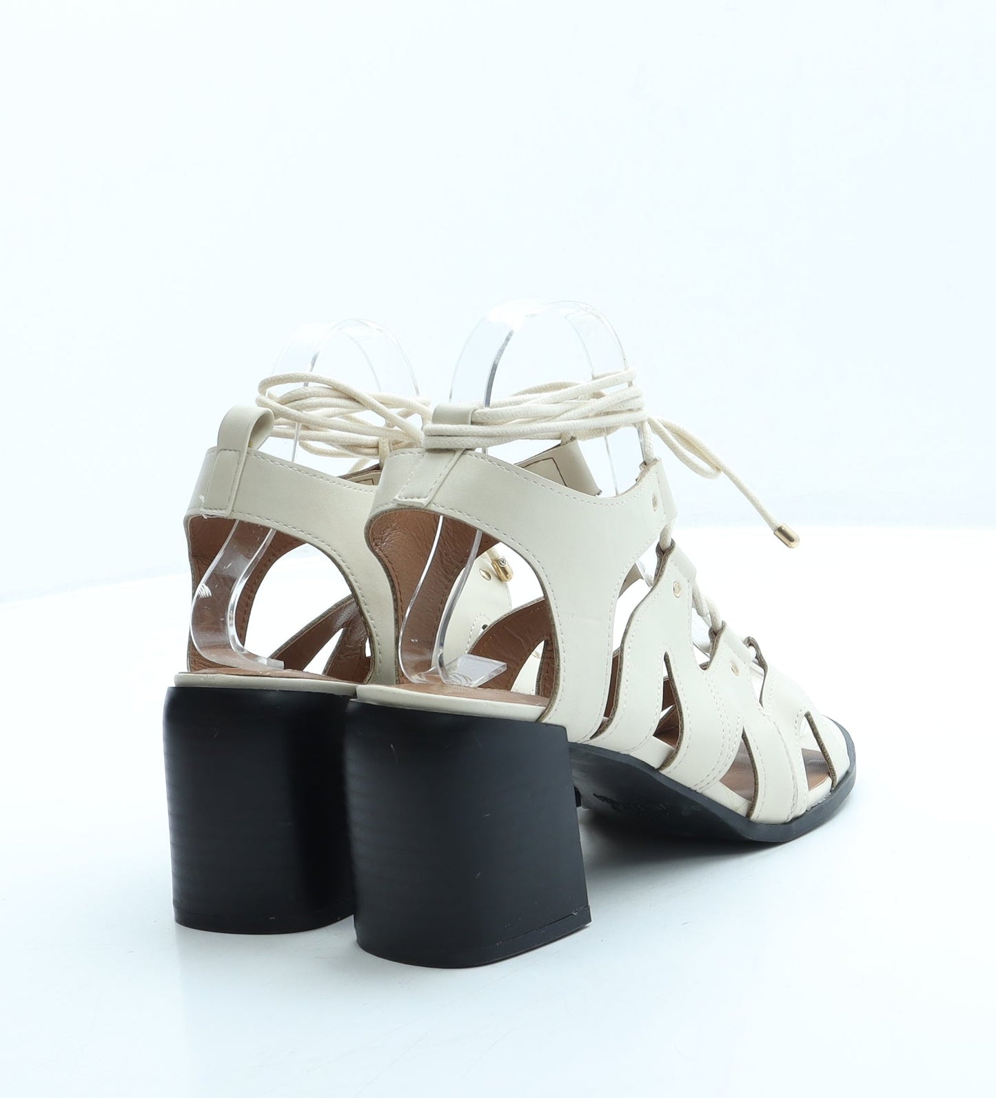 Primark Womens Beige Leather Gladiator Heel UK 4 37 US 6.5