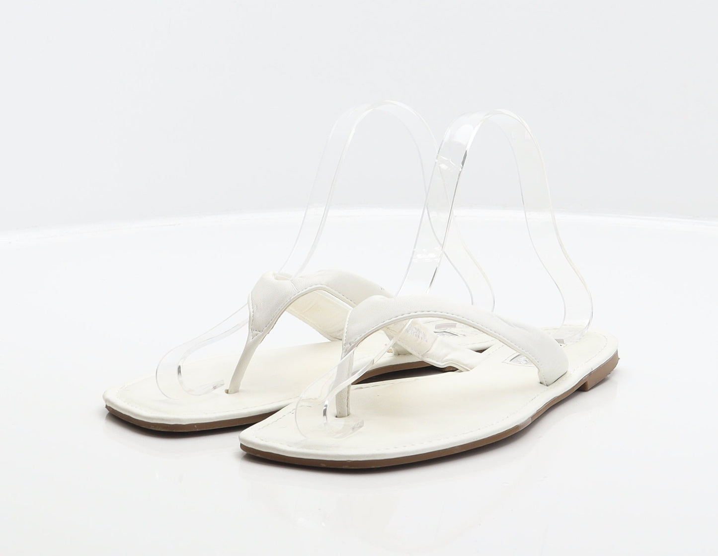 Primark Womens White Synthetic Thong Sandal UK 4 37