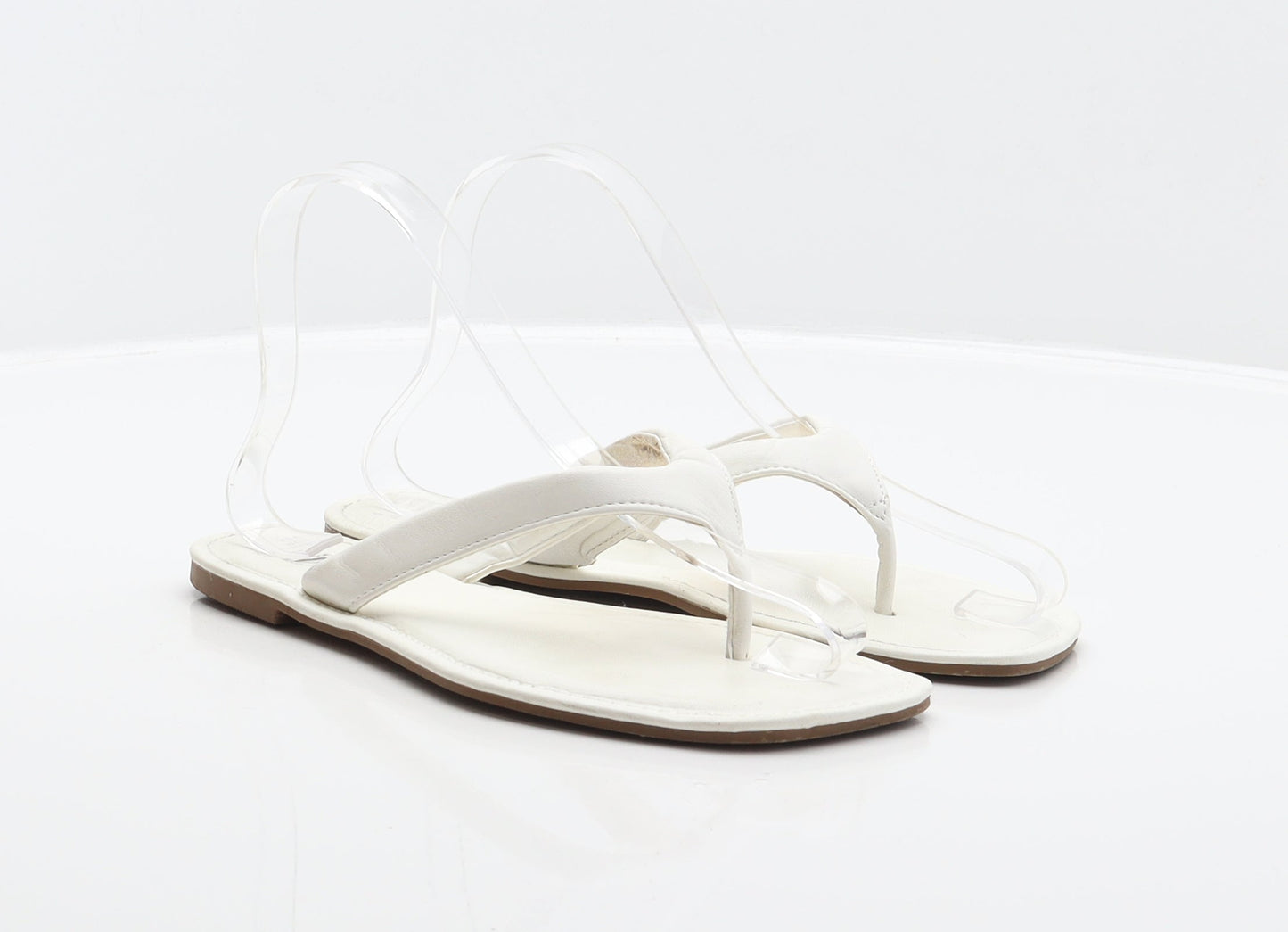 Primark Womens White Synthetic Thong Sandal UK 4 37