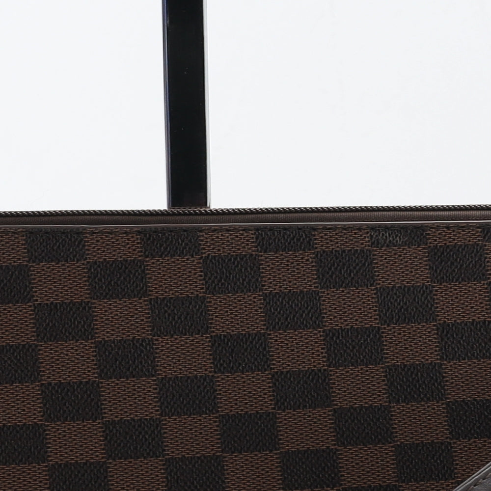 Preworn Womens Brown Check Polyurethane Clutch Size Small