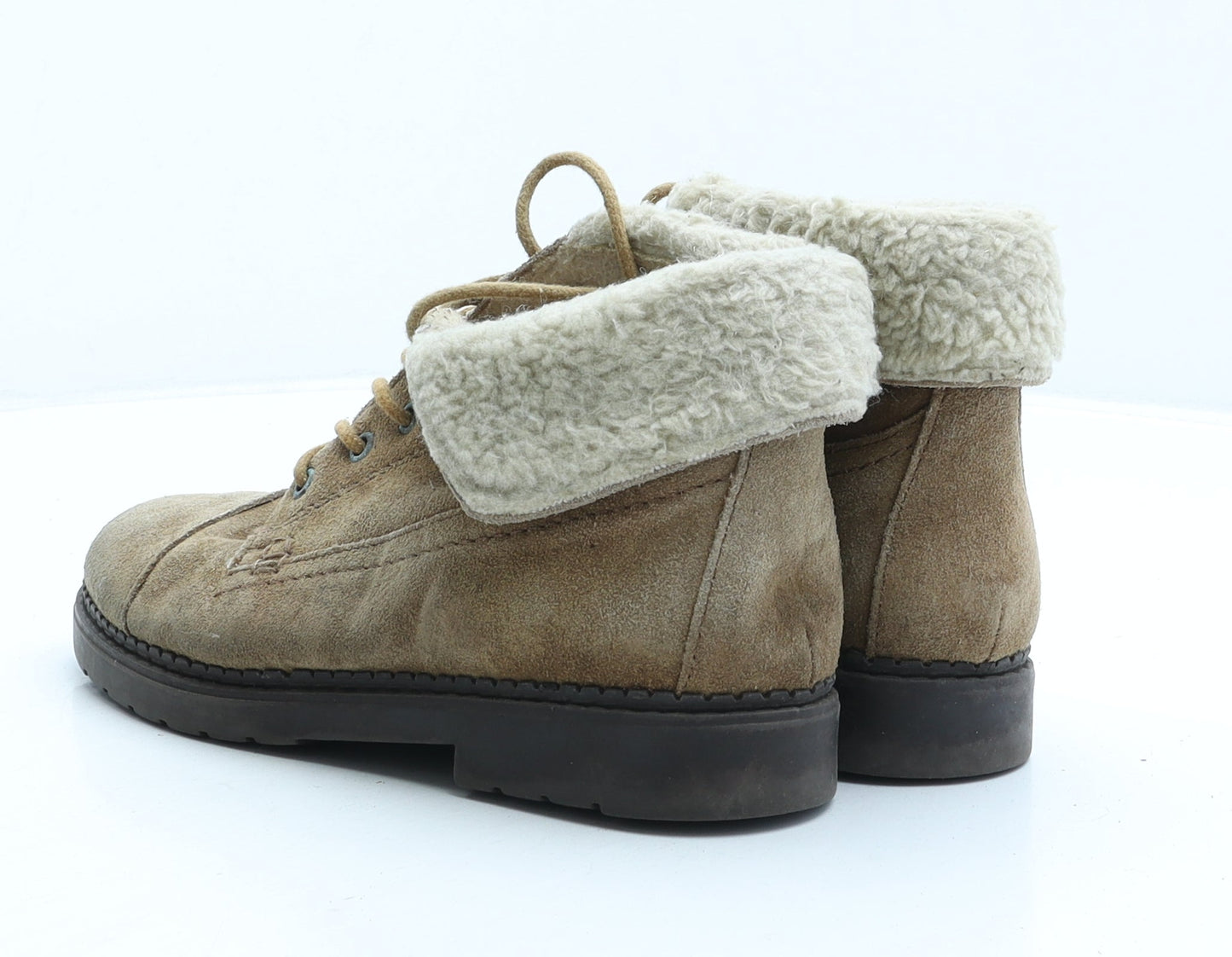 Preworn Womens Brown Suede Combat Boot UK 3 36