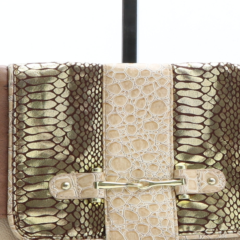 Atmosphere Womens Beige Geometric Polyethylene Clutch Size Small