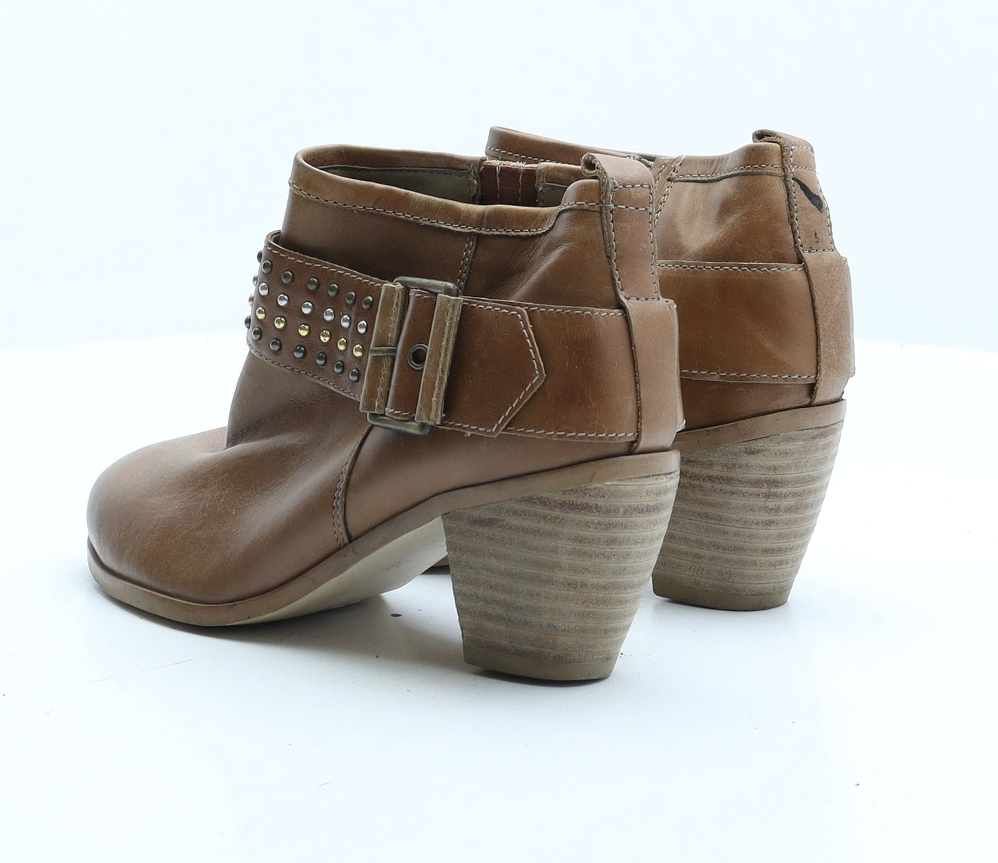 Preworn Womens Brown Synthetic Biker Boot UK 3 36
