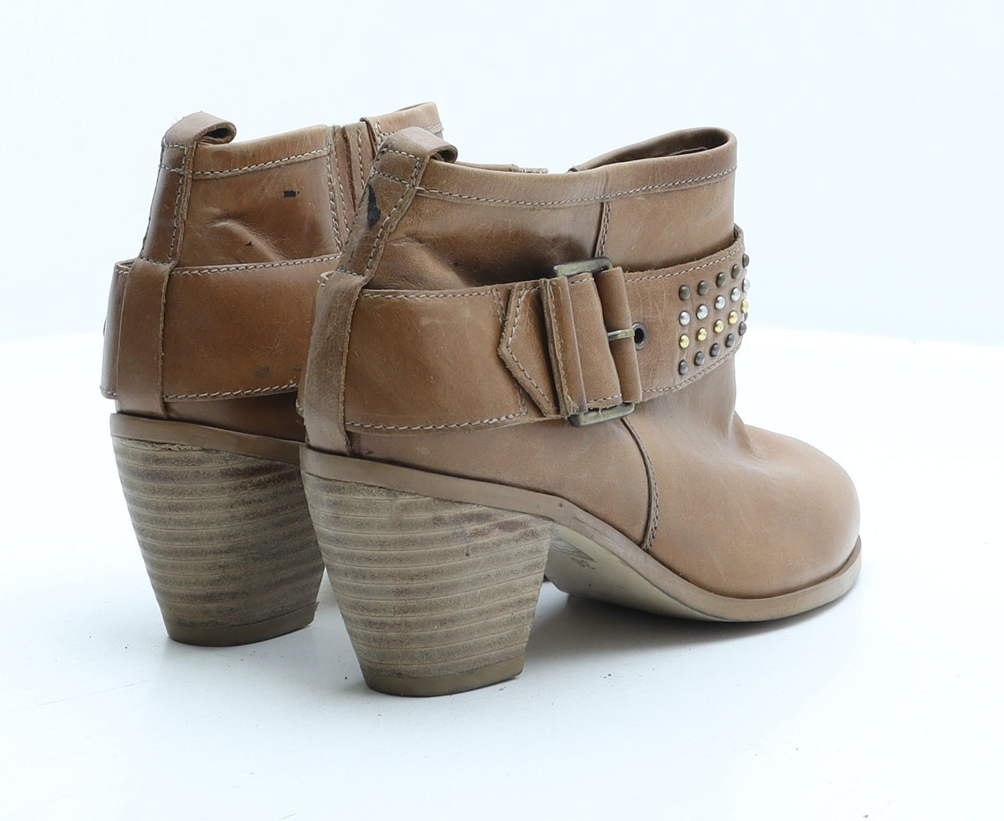 Preworn Womens Brown Synthetic Biker Boot UK 3 36