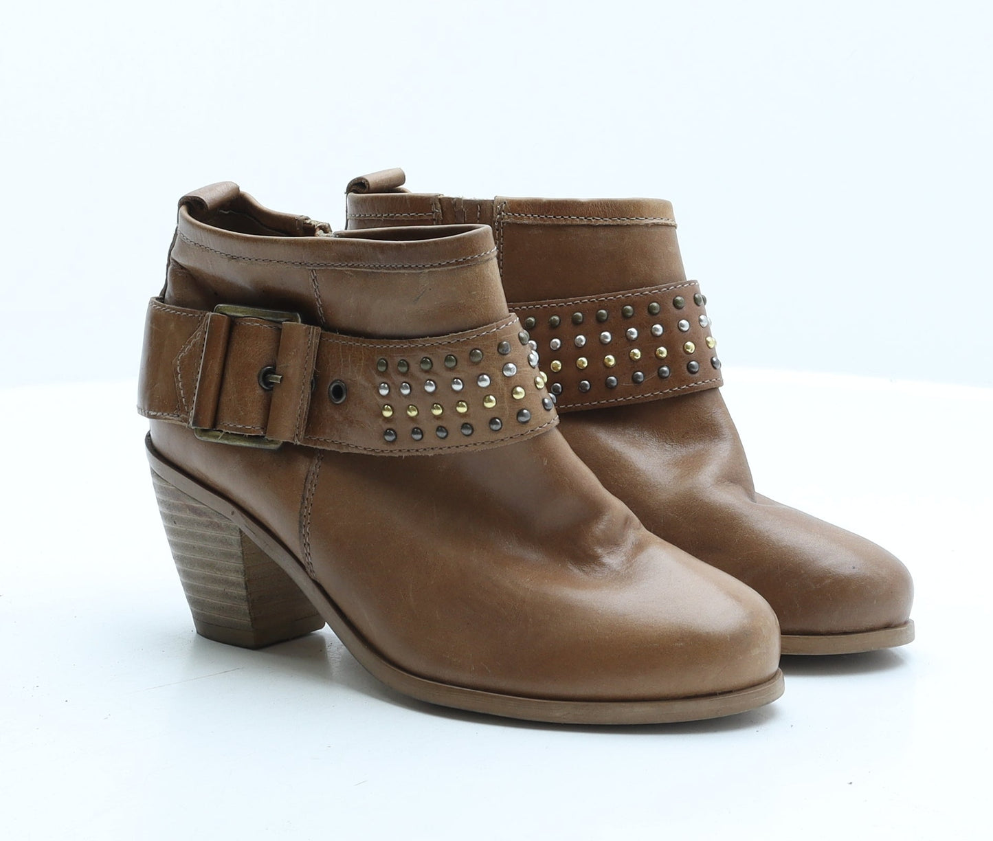 Preworn Womens Brown Synthetic Biker Boot UK 3 36