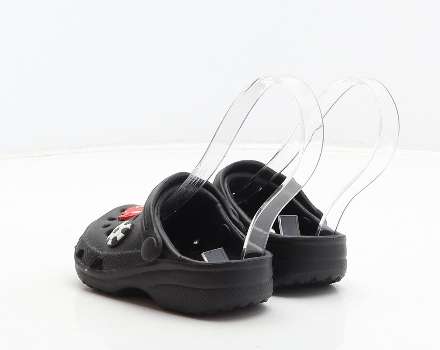 Preworn Boys Black Synthetic Clog Casual UK 4 22 - Car detail, Football detail