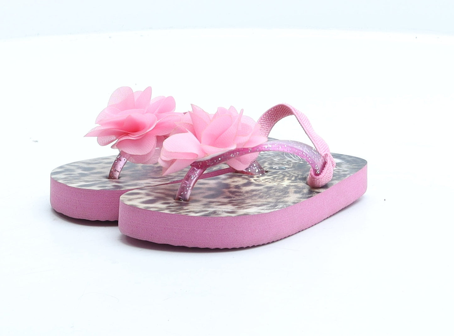 Preworn Girls Pink Synthetic Flip-Flop Sandal UK 5 - Flower Detail
