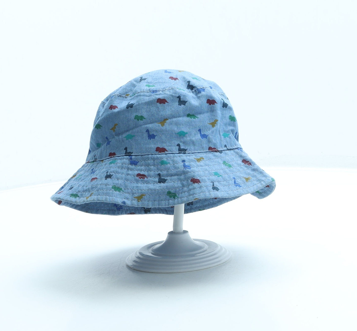 George Boys Blue Cotton Bucket Hat Size XS - Dinosaur pattern