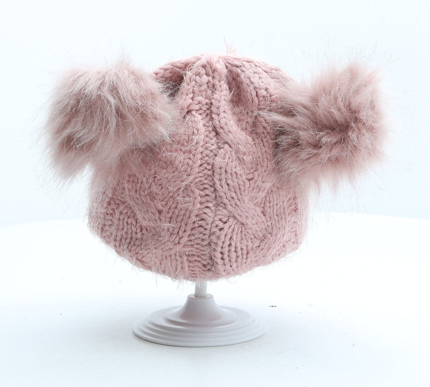 Primark Girls Pink Modacrylic Bobble Hat One Size