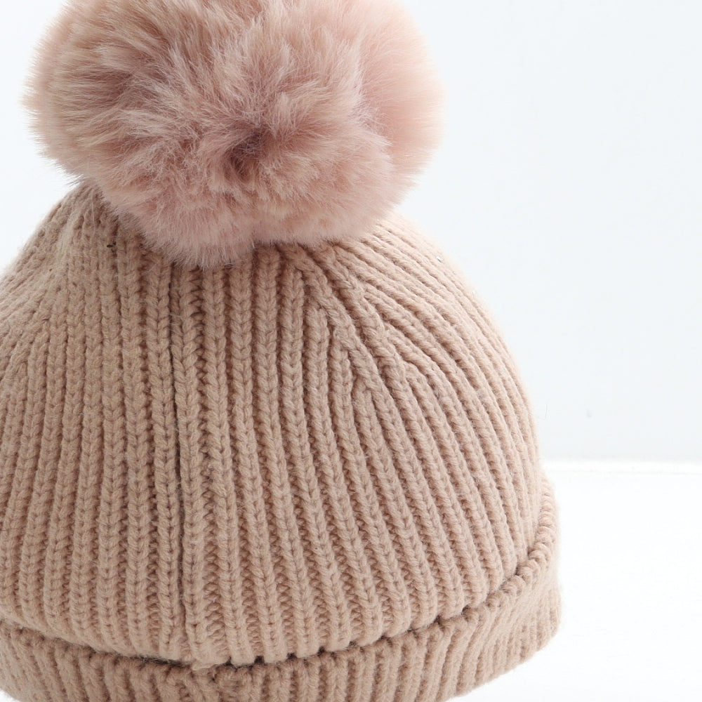 Primark Womens Pink Acrylic Bobble Hat Size M