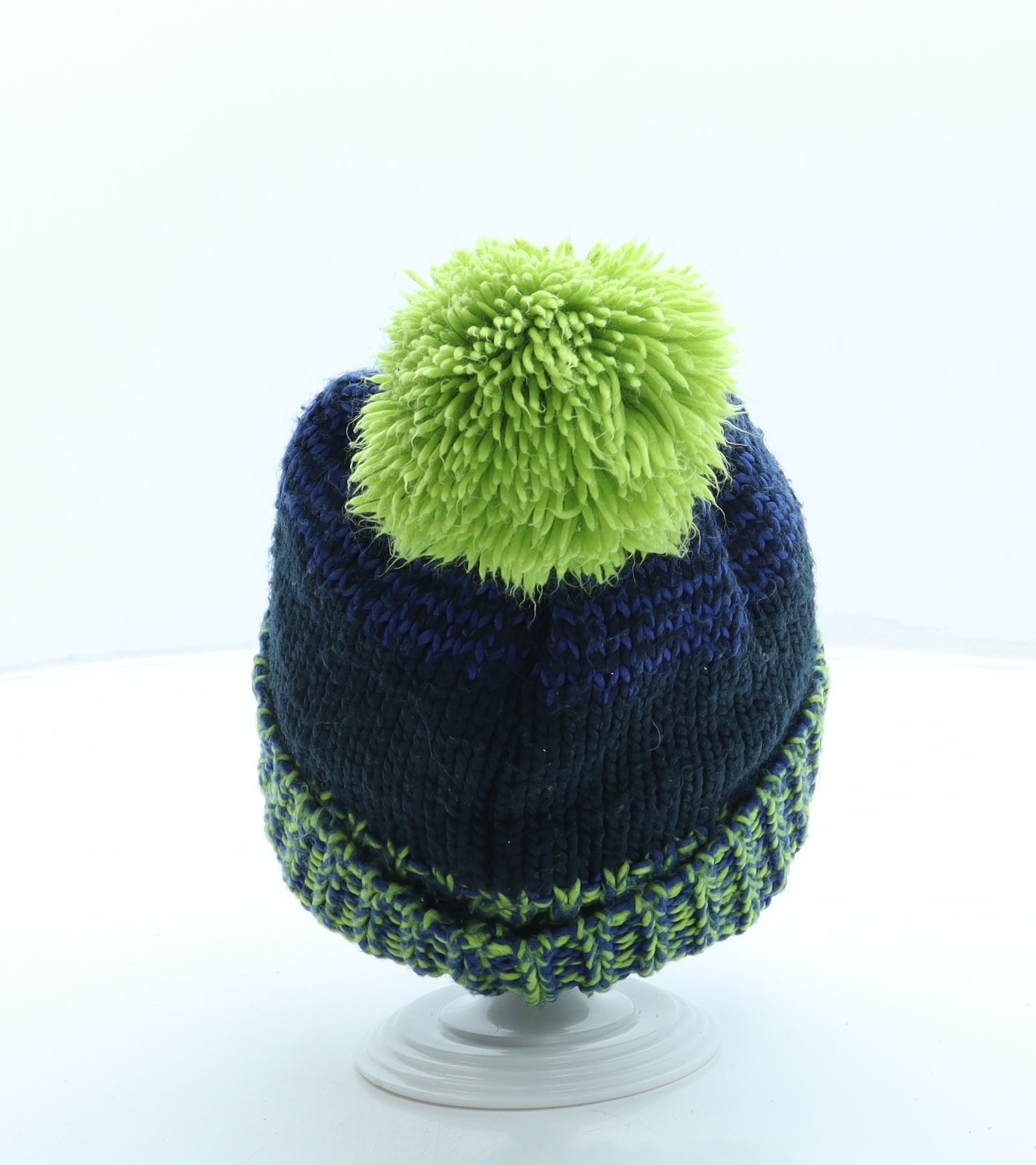 George Boys Blue Acrylic Bobble Hat One Size - Pom Pom