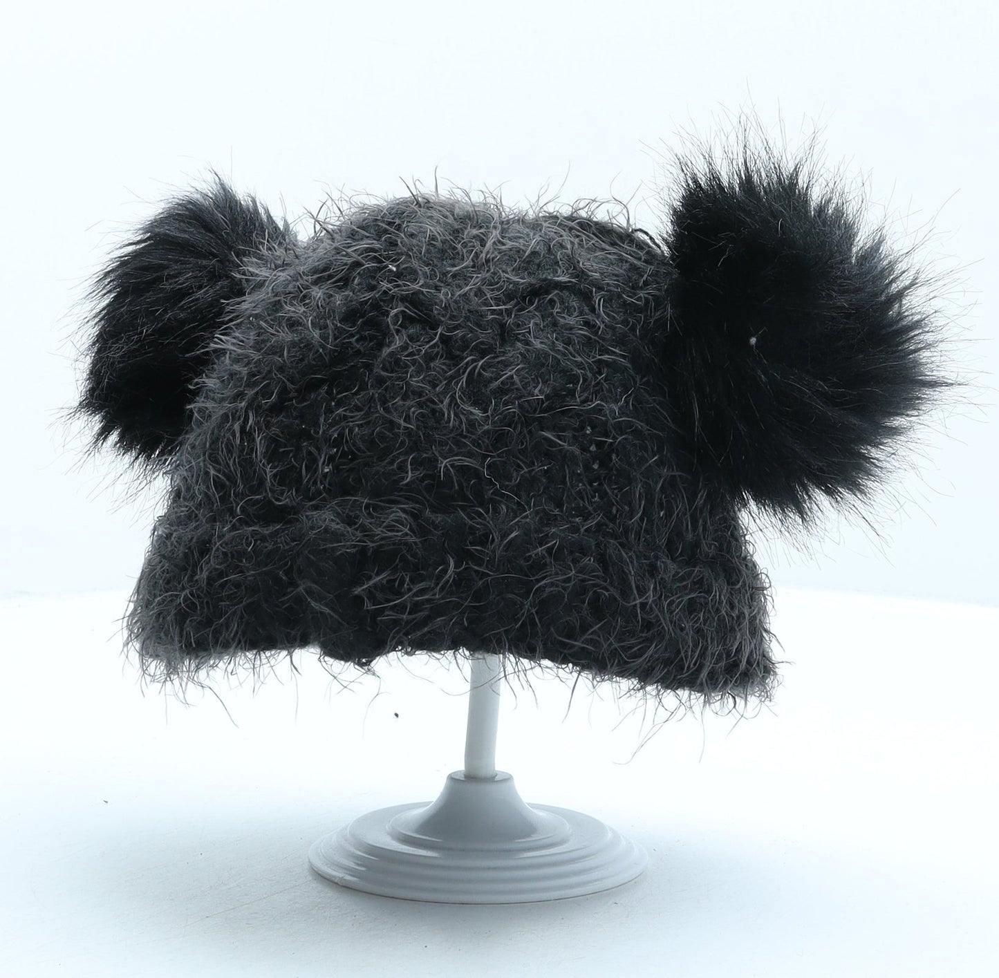 Preworn Girls Black Acrylic Bobble Hat One Size