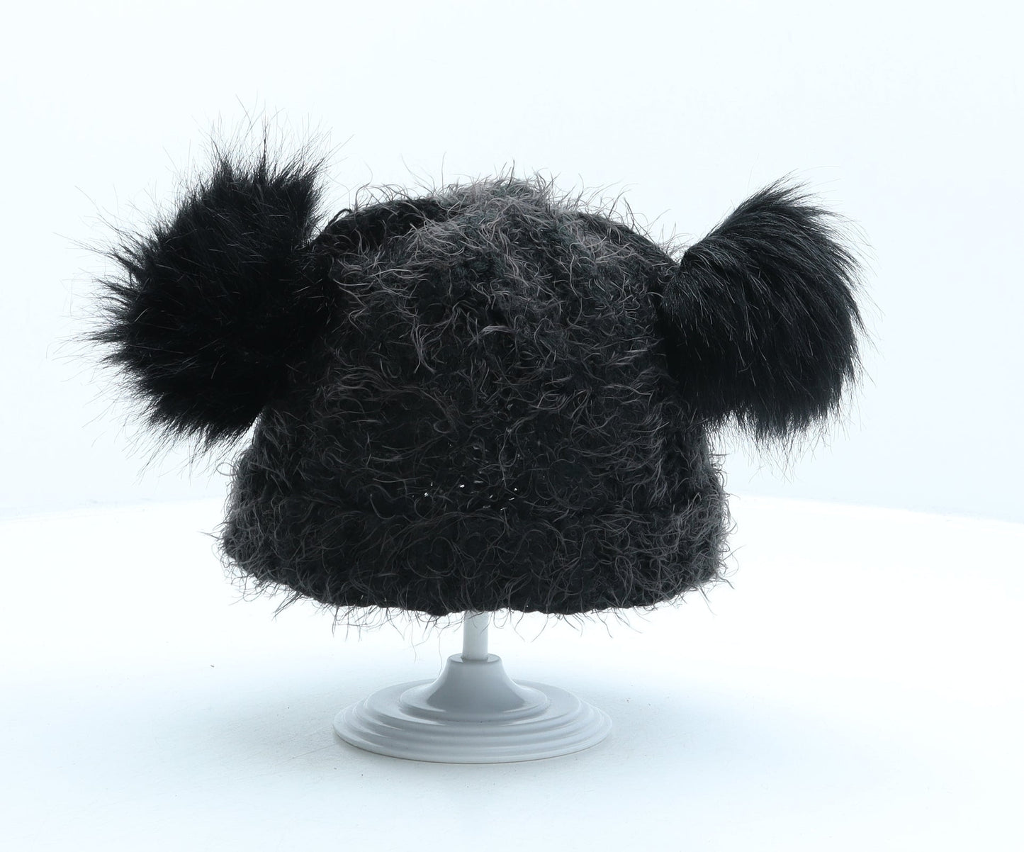 Preworn Girls Black Acrylic Bobble Hat One Size