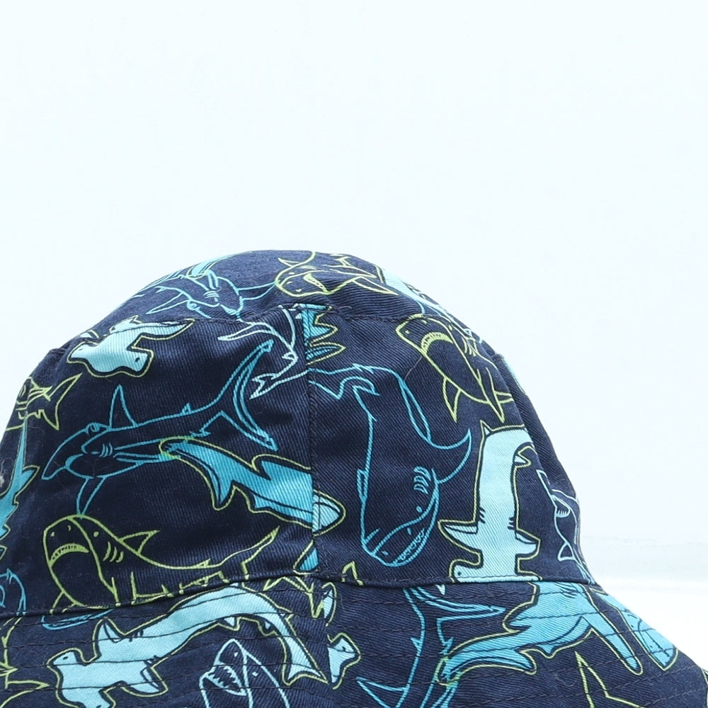 F&F Boys Blue Geometric Cotton Bucket Hat One Size - Shark print