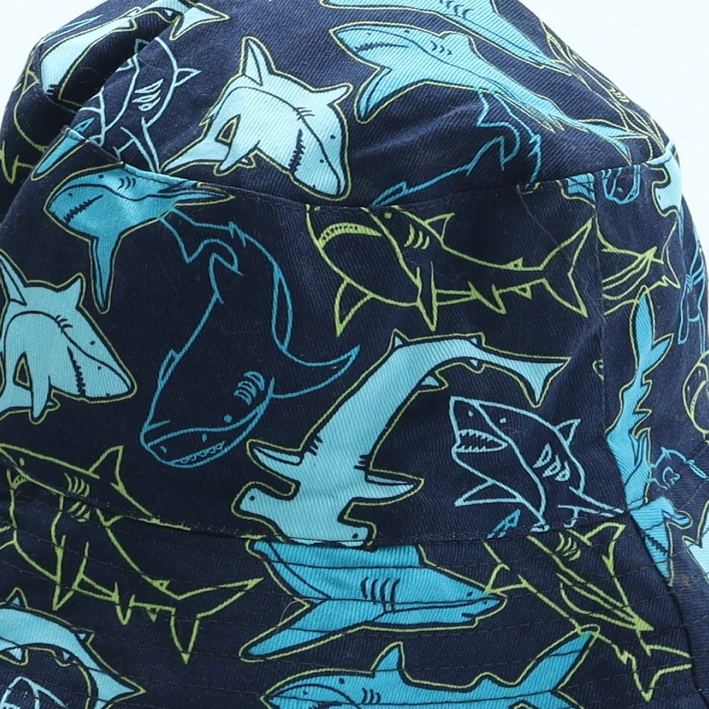 F&F Boys Blue Geometric Cotton Bucket Hat One Size - Shark print