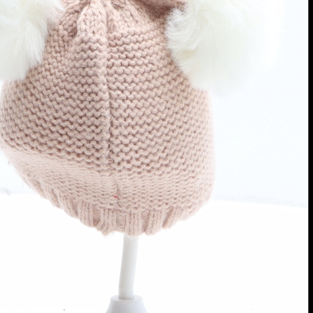Primark Girls Pink Acrylic Bobble Hat One Size
