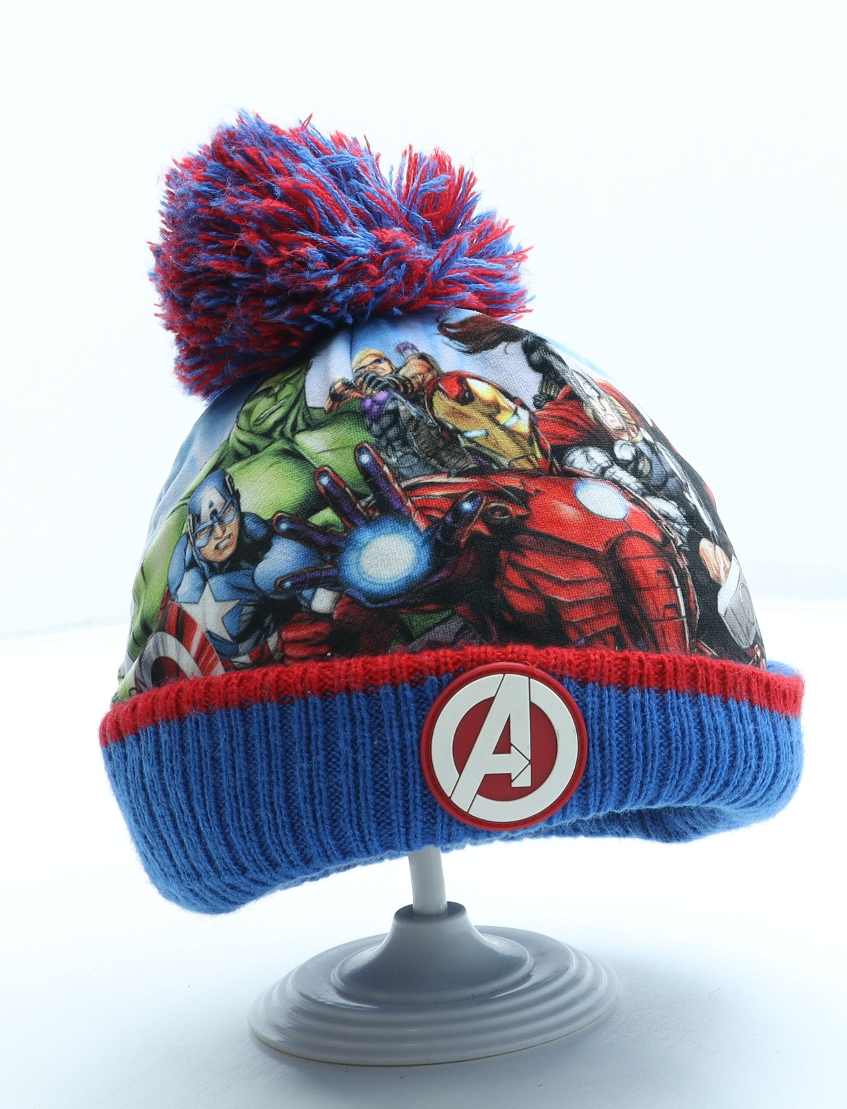 George Boys Blue Polyester Bobble Hat One Size - Avengers