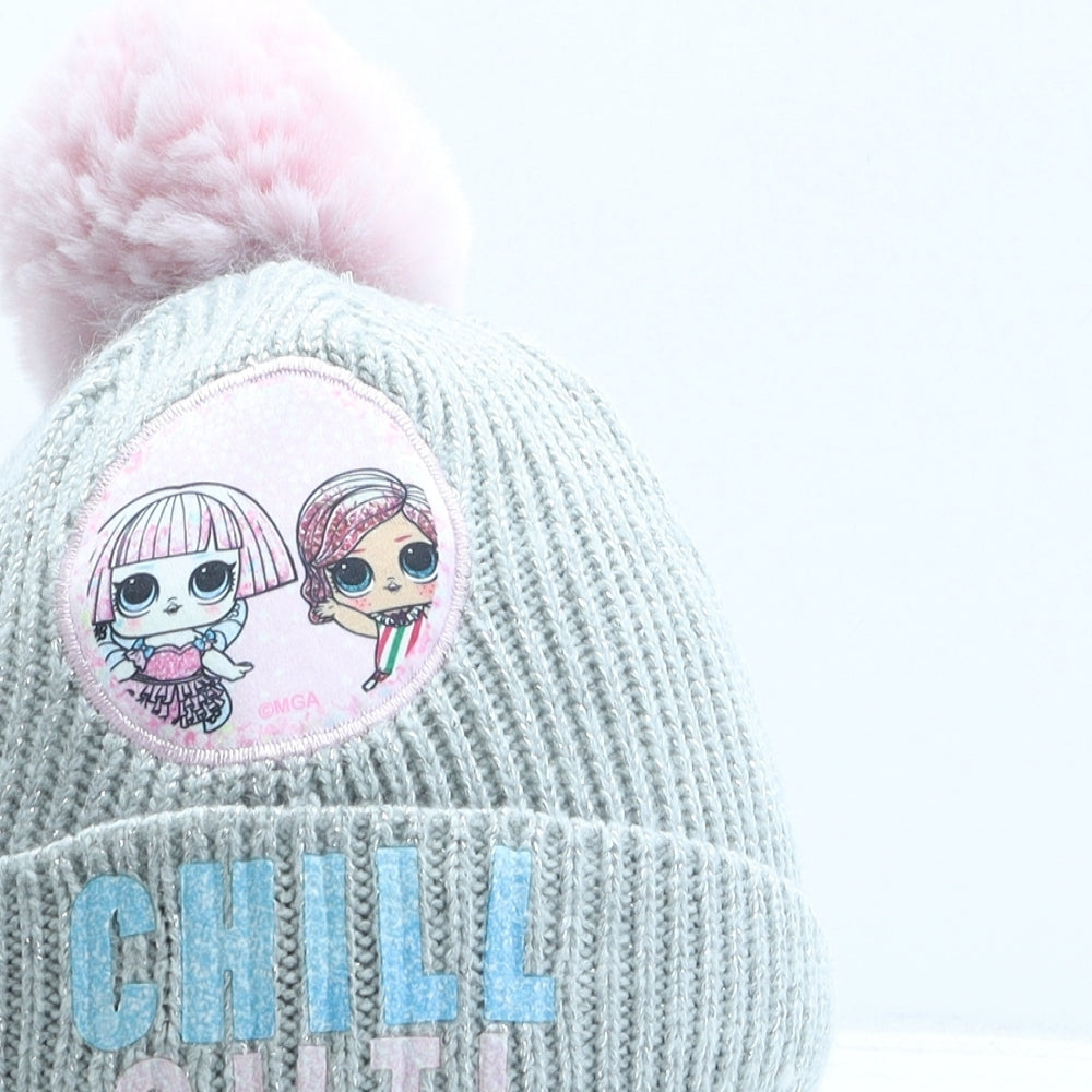 Primark Girls Grey Acrylic Bobble Hat Size S - LOL Surprise