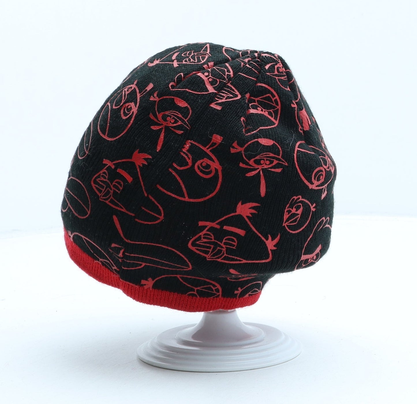 George Boys Black Geometric Acrylic Beanie One Size - Angry Birds