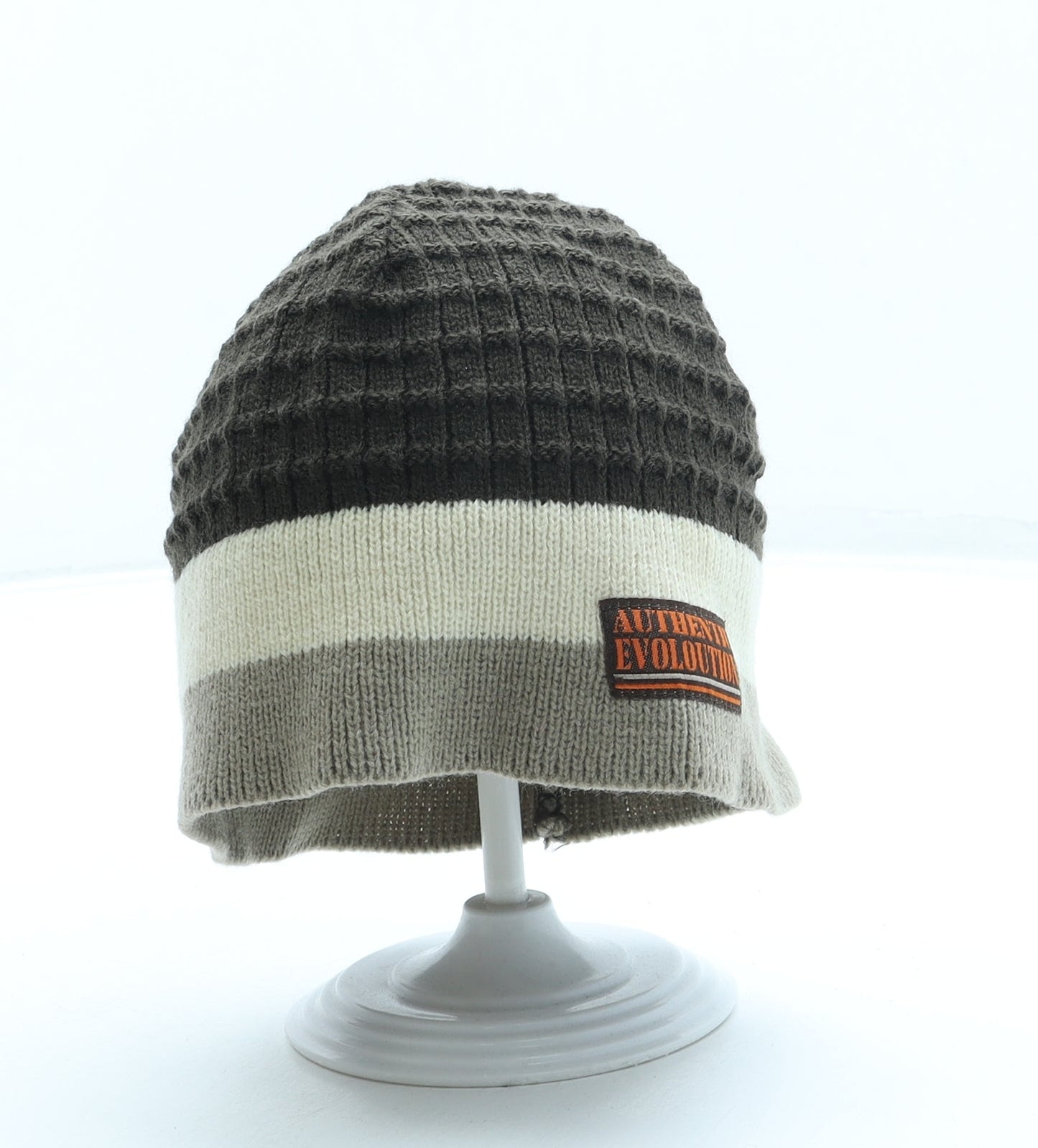 George Boys Brown Striped Acrylic Beanie One Size