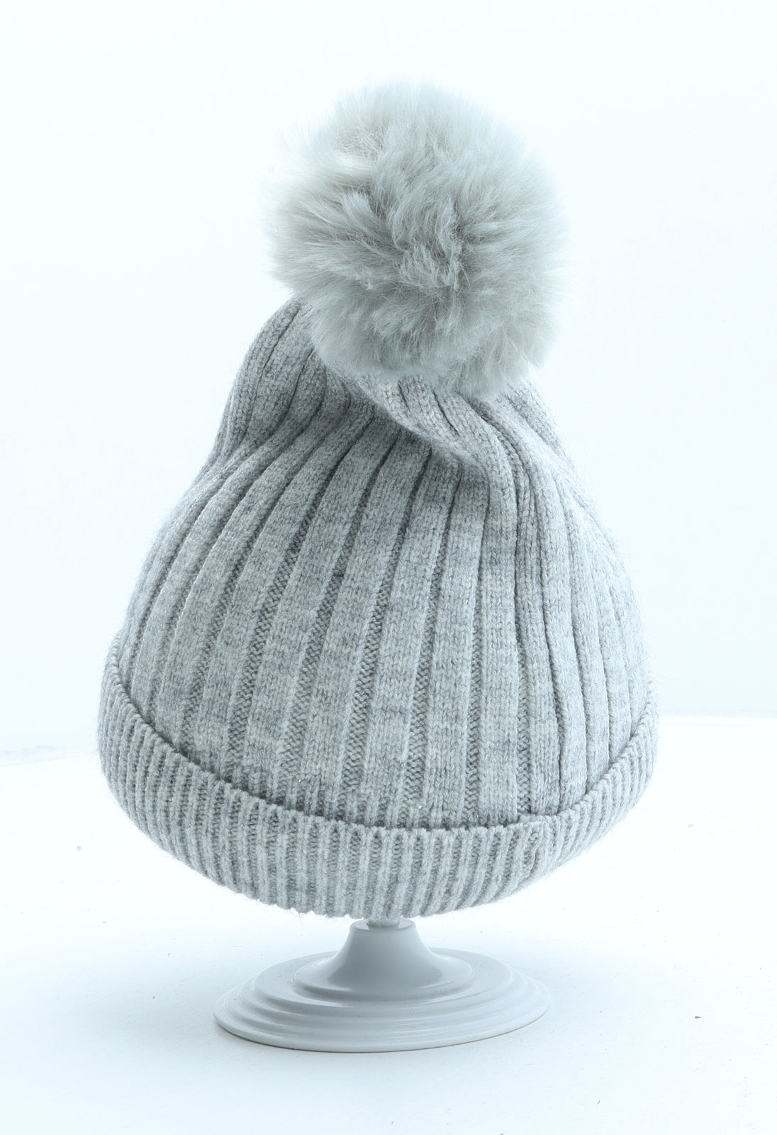 Primark Girls Grey Viscose Bobble Hat One Size