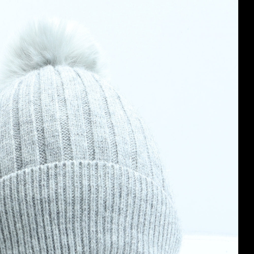 Primark Girls Grey Viscose Bobble Hat One Size