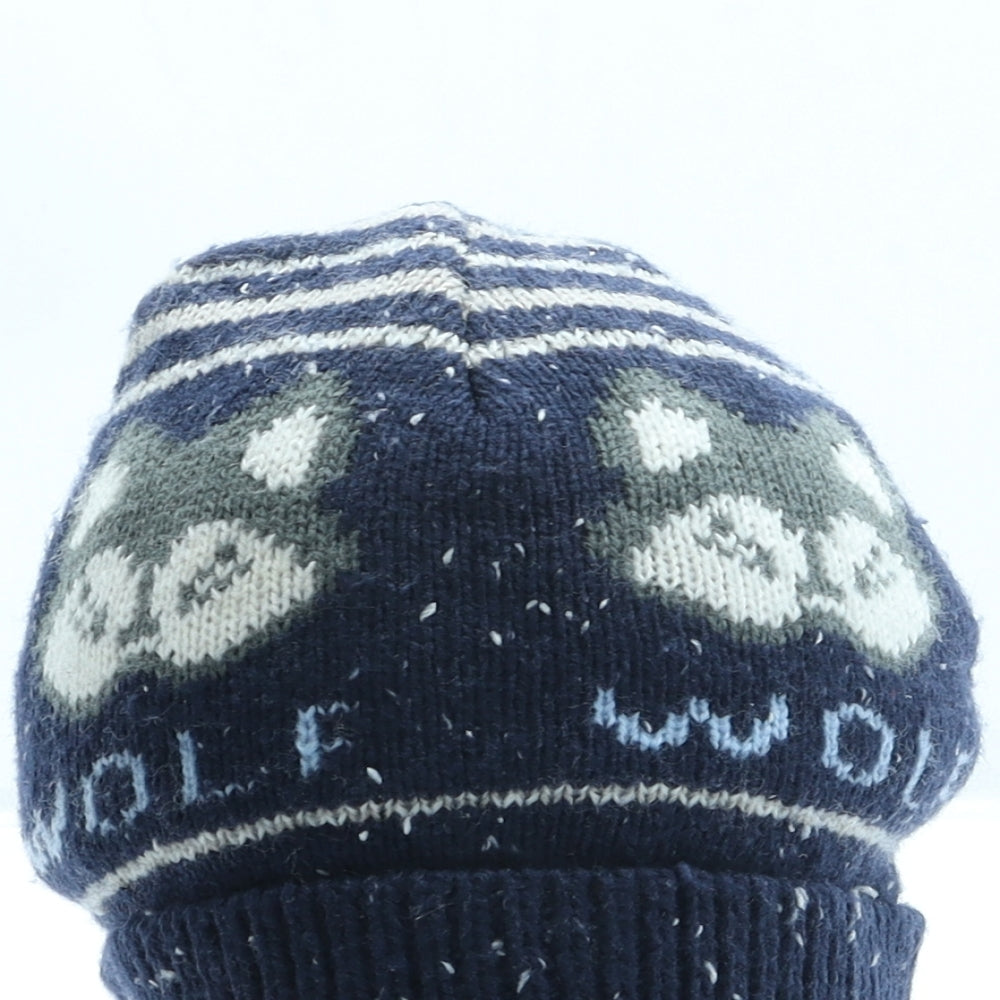 F&F Boys Blue Acrylic Beanie One Size - Wolf