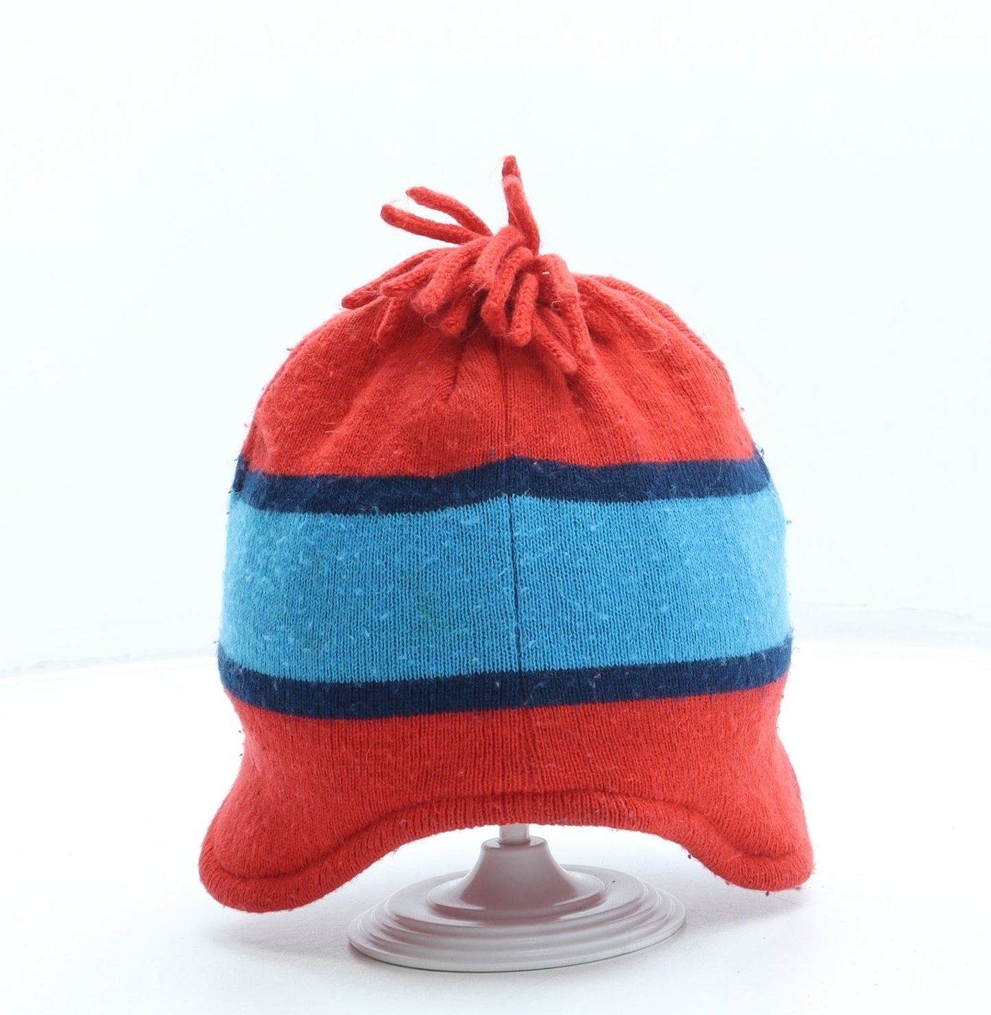 George Boys Red Striped Acrylic Bonnet One Size - Fireman Sam