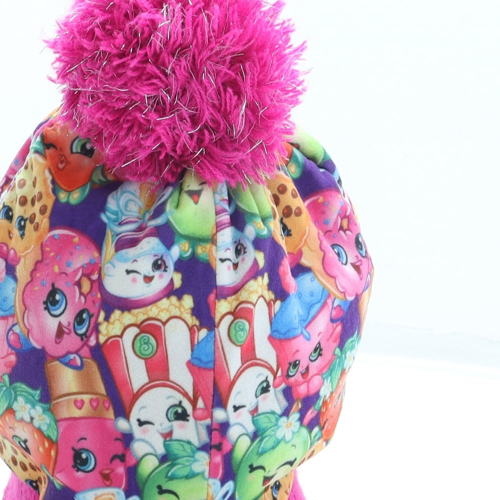 George Girls Pink Geometric Polyester Bobble Hat One Size - Pom Pom