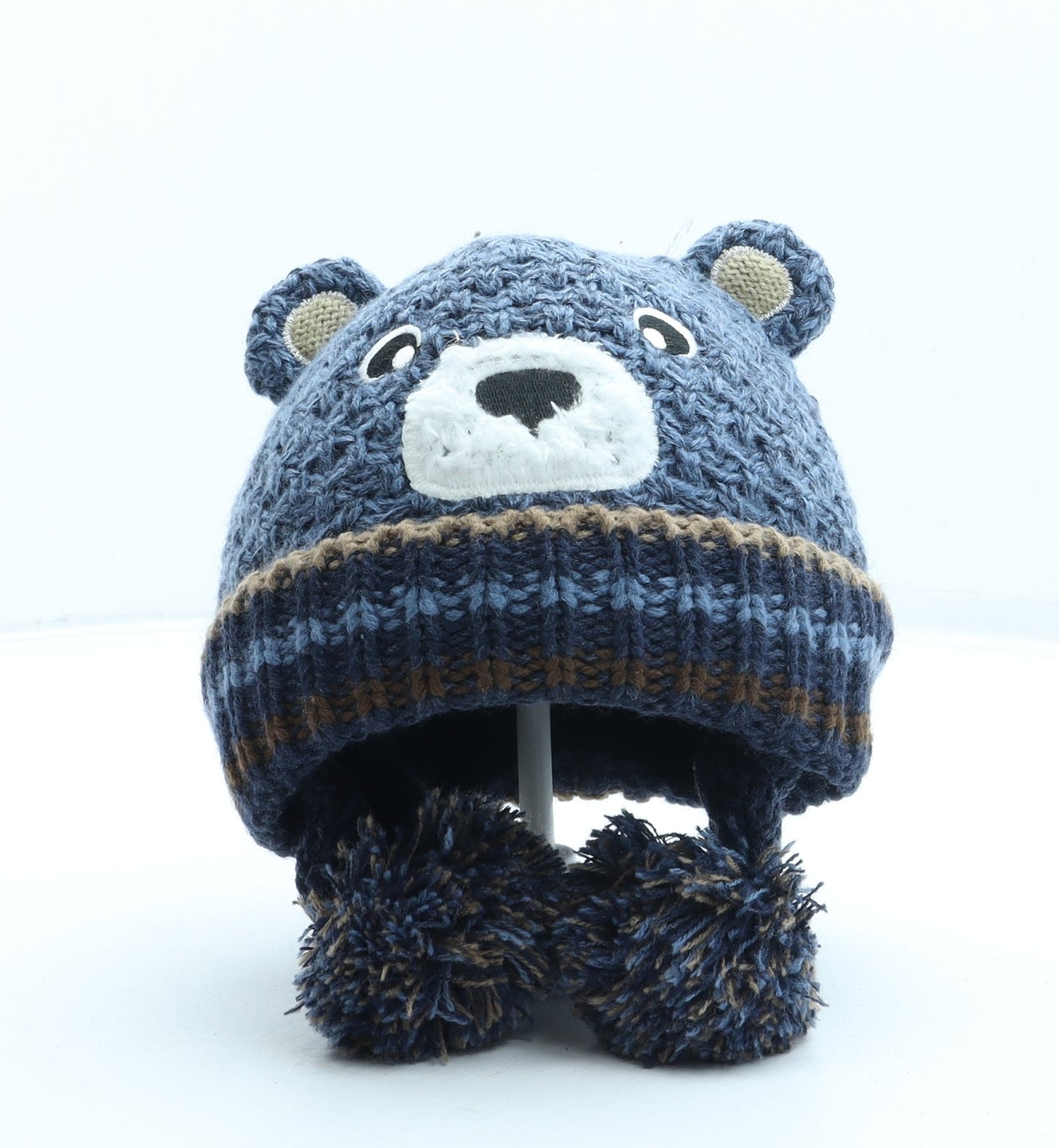 Preworn Boys Blue Acrylic Beanie One Size - Bear