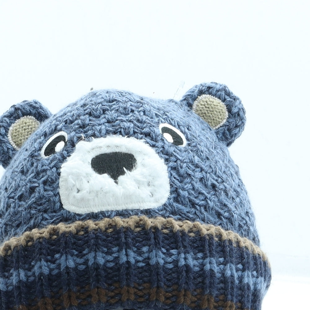 Preworn Boys Blue Acrylic Beanie One Size - Bear
