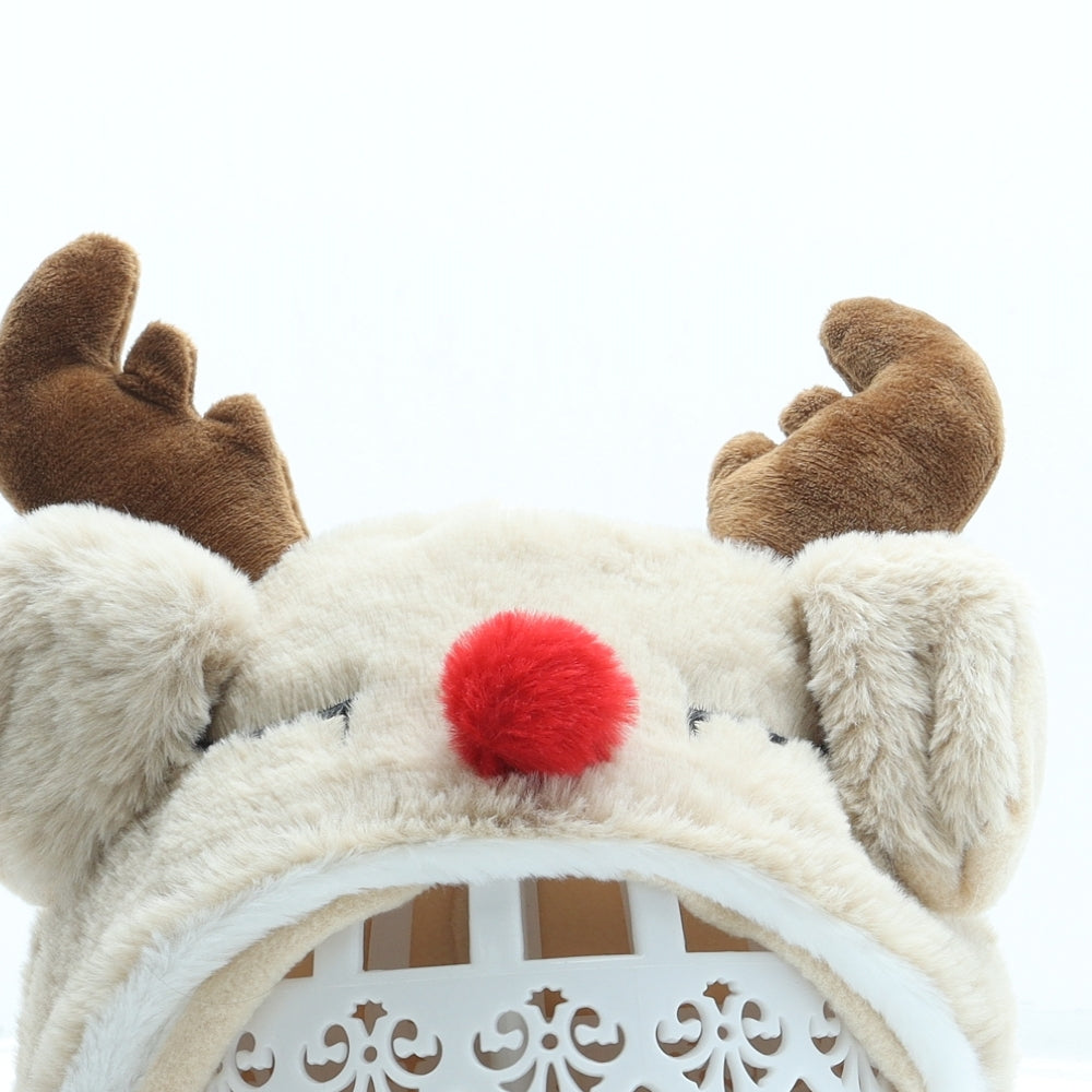 Primark Girls Beige Polyester Bonnet One Size - Reindeer