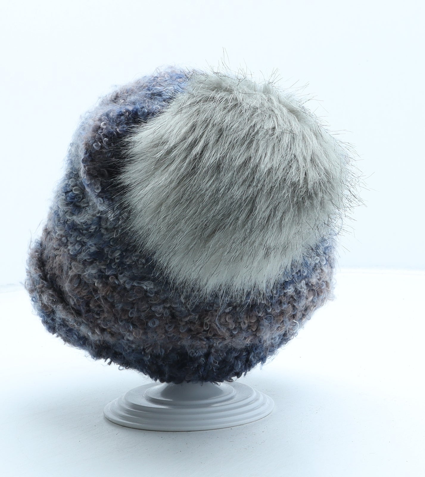 Preworn Womens Blue Acrylic Bobble Hat One Size