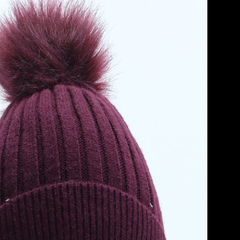 Primark Girls Purple Viscose Bobble Hat One Size