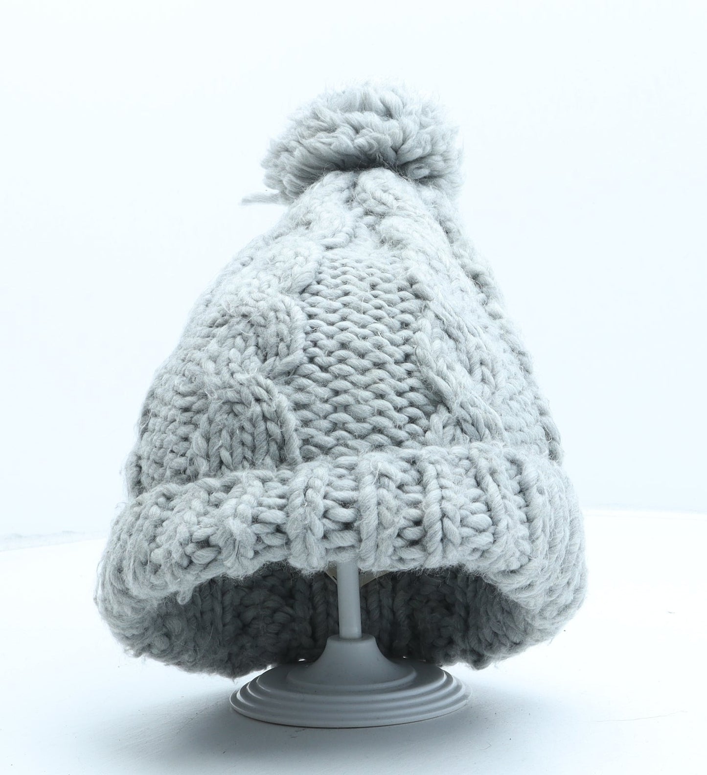 Atmosphere Womens Grey Acrylic Bobble Hat One Size
