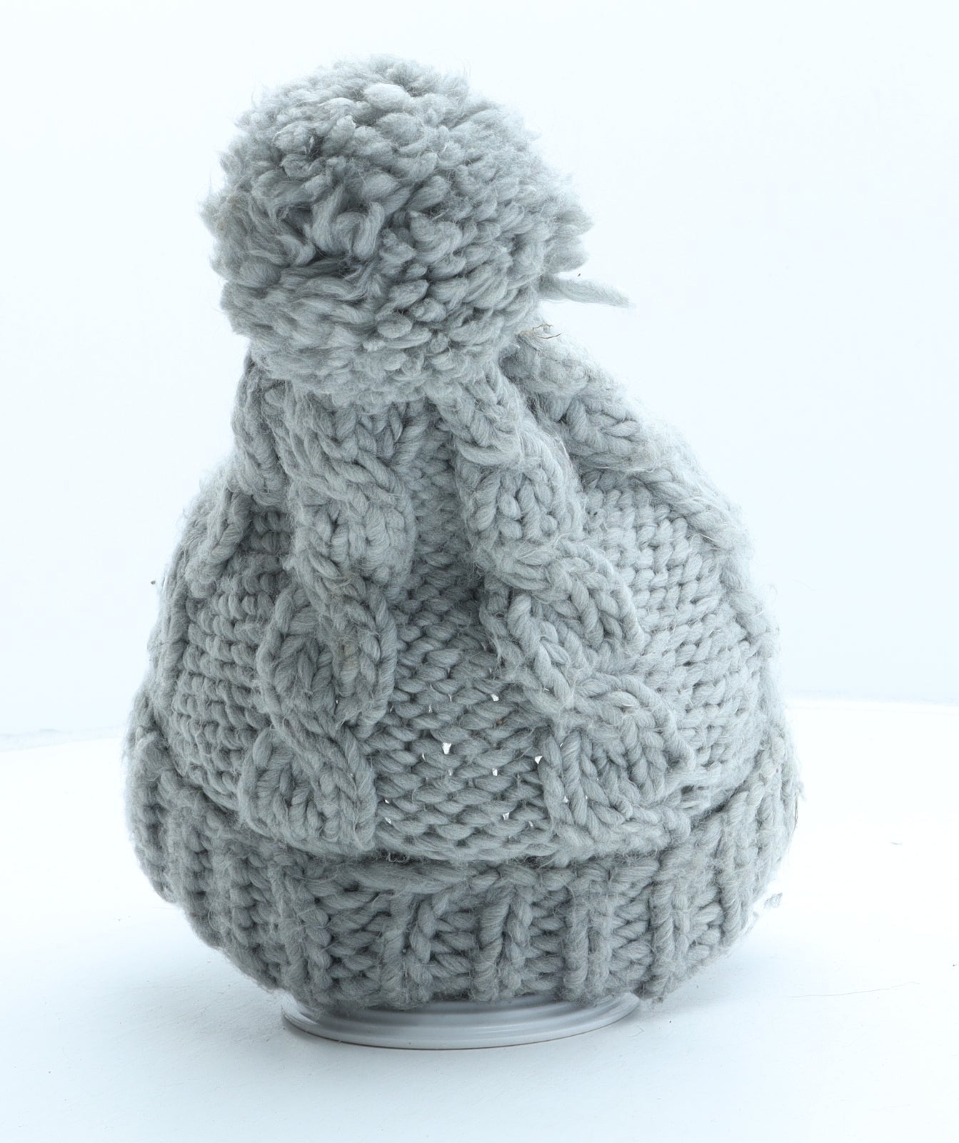 Atmosphere Womens Grey Acrylic Bobble Hat One Size