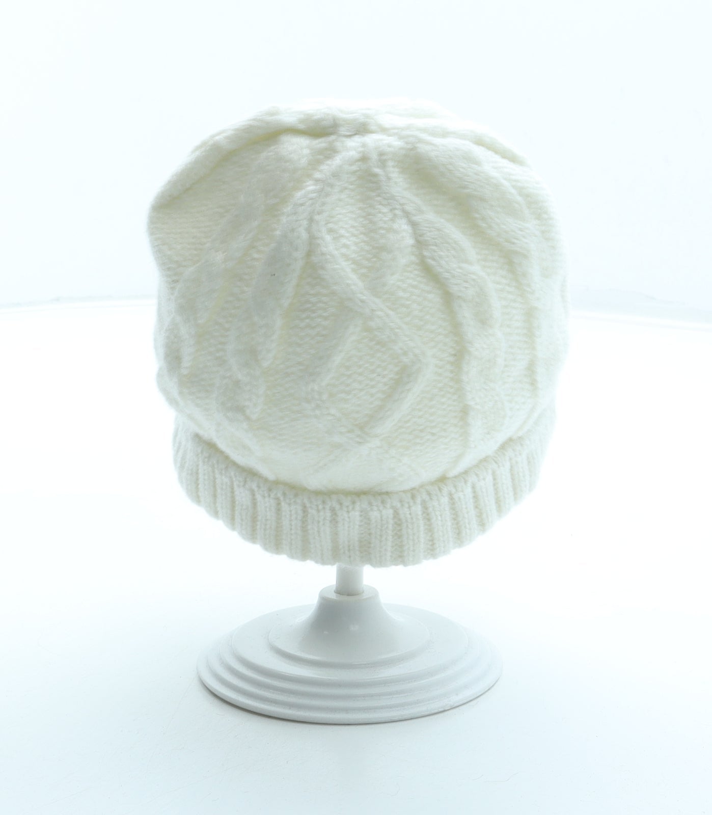 George Girls White Acrylic Beanie Size S