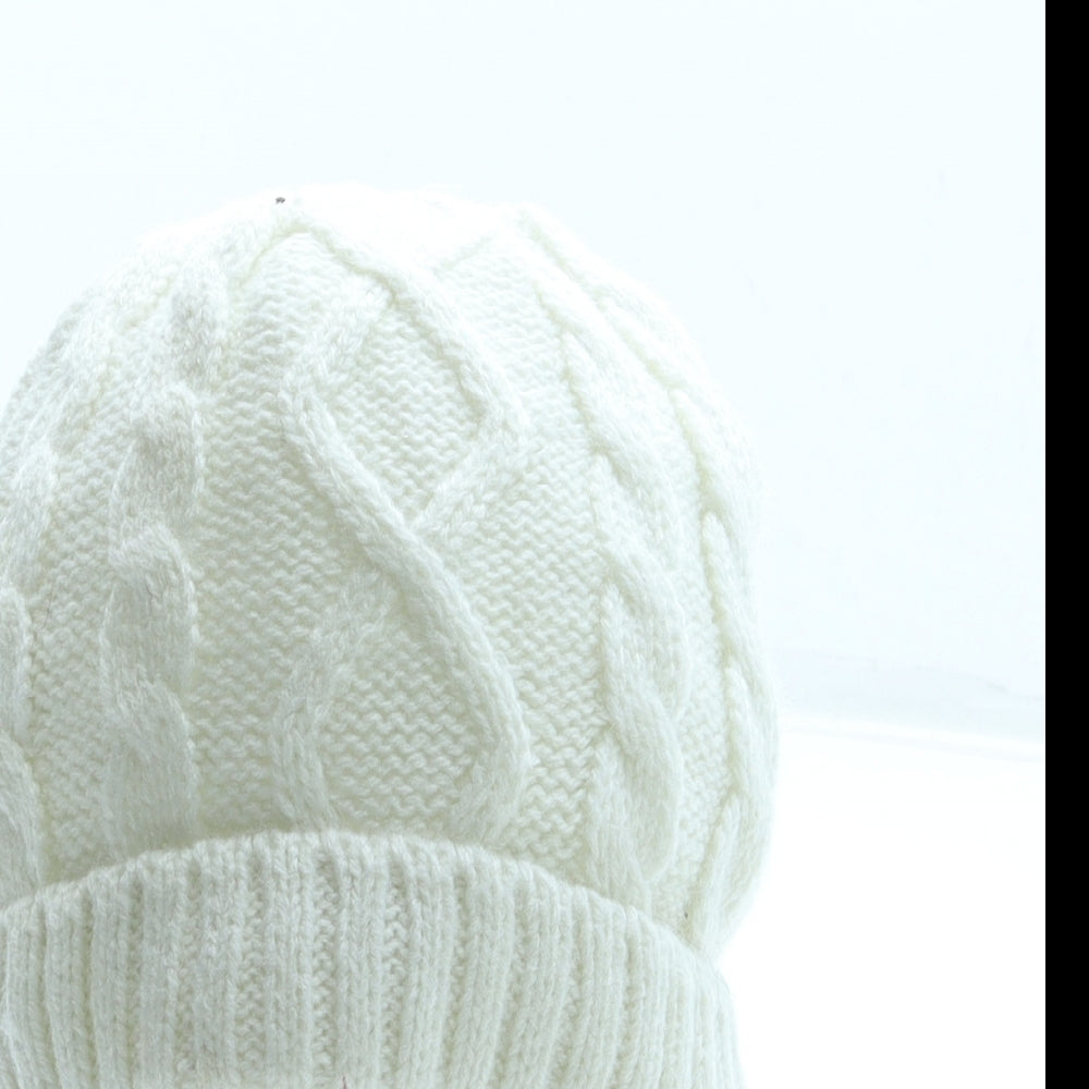 George Girls White Acrylic Beanie Size S