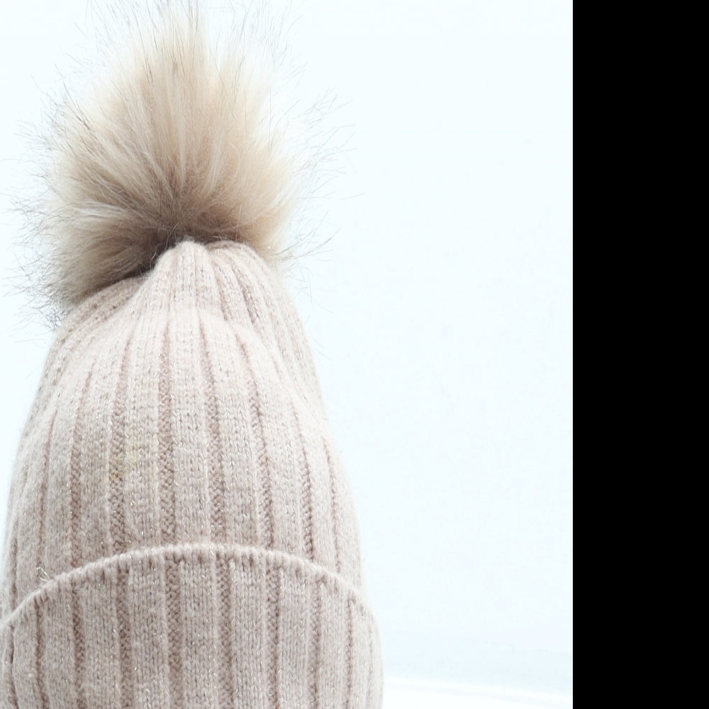 Primark Girls Pink Acrylic Bobble Hat Size M