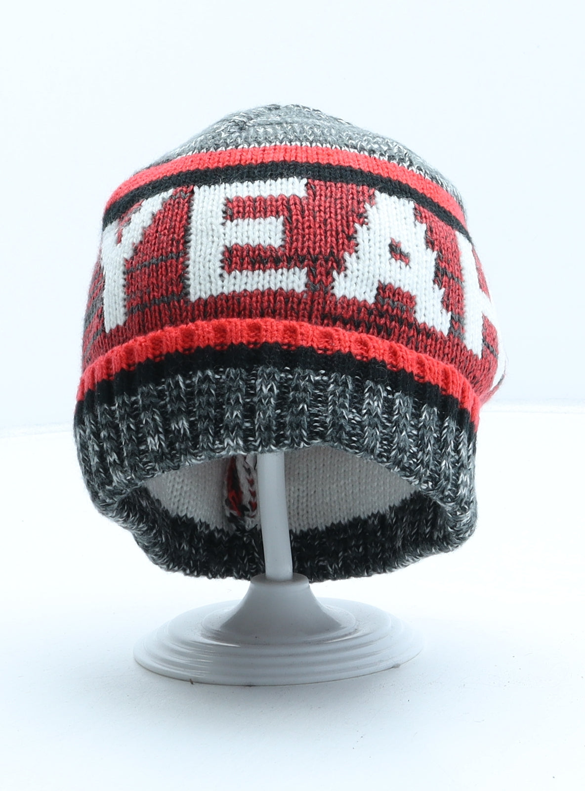 F&F Boys Grey Striped Acrylic Beanie One Size