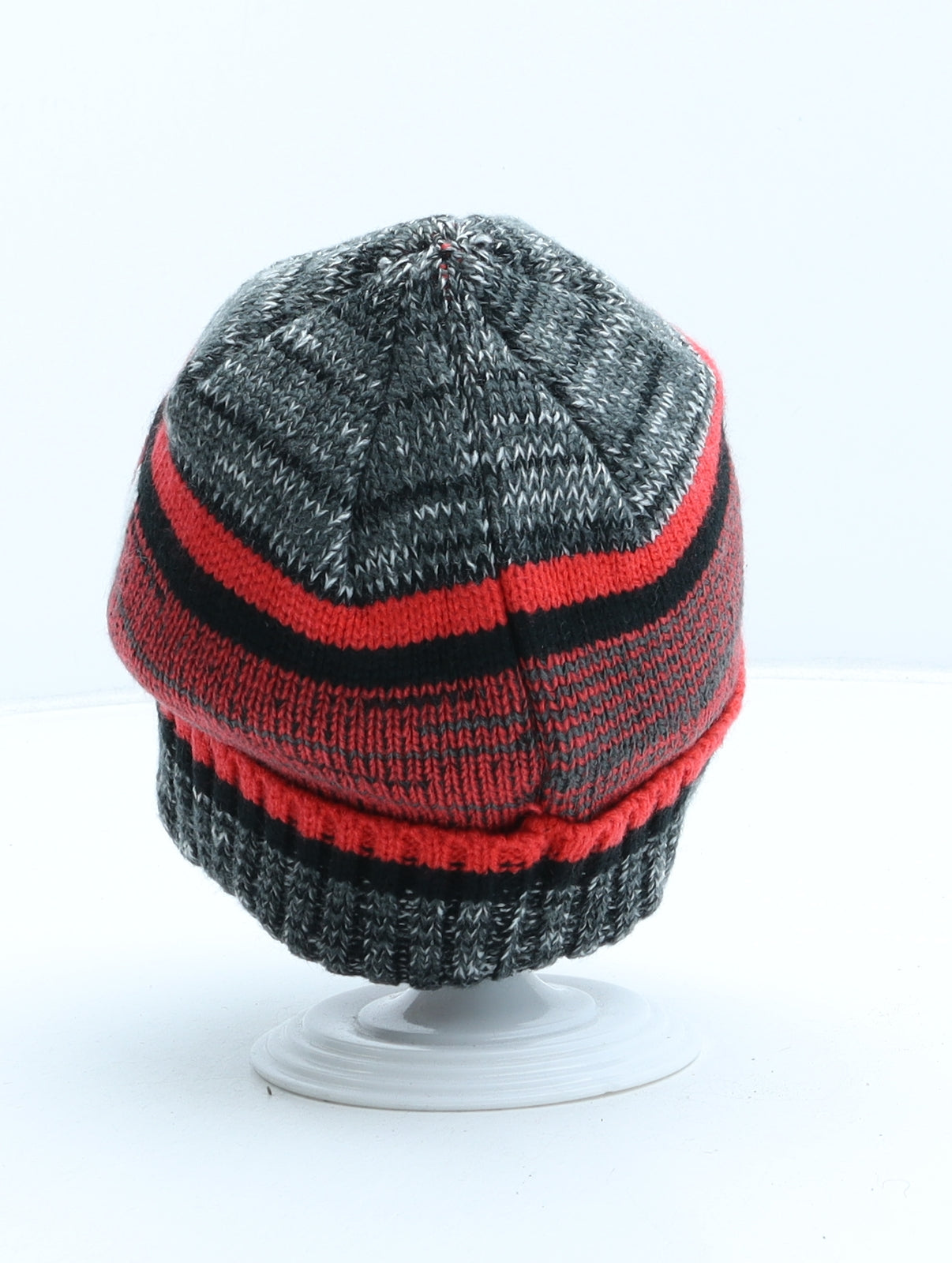 F&F Boys Grey Striped Acrylic Beanie One Size
