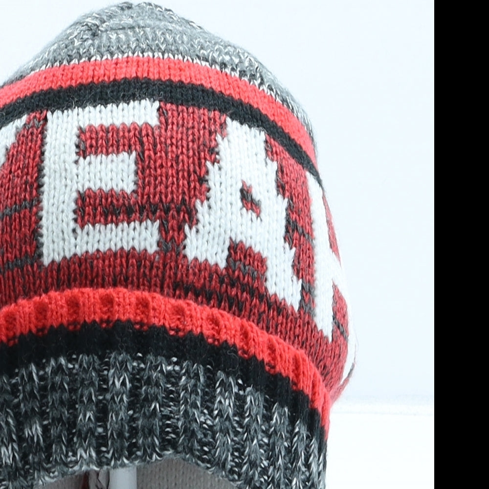 F&F Boys Grey Striped Acrylic Beanie One Size