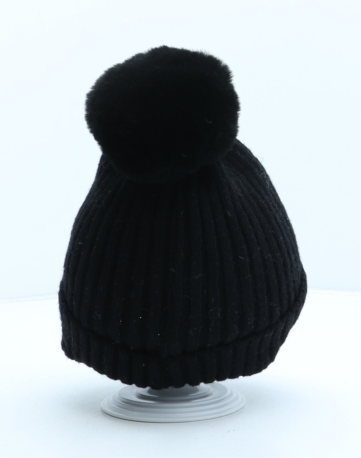George Womens Black Acrylic Bobble Hat One Size