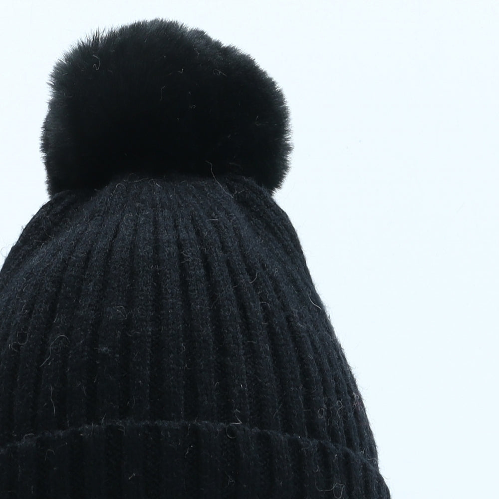 George Womens Black Acrylic Bobble Hat One Size