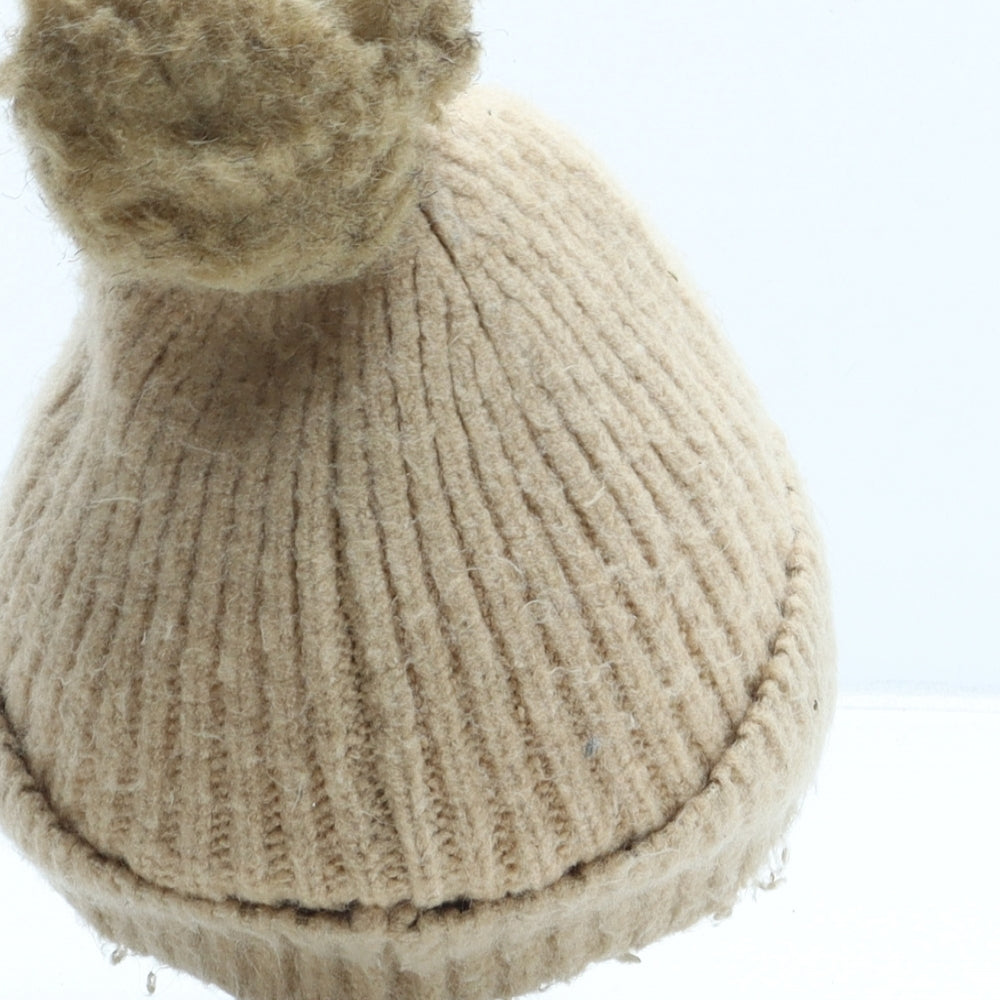 George Womens Beige Polyester Bobble Hat One Size